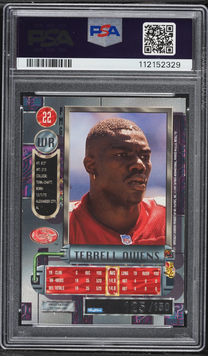 1997 Metal Universe Precious Metal Gems PMG Red Terrell Owens /150 #22 PSA 6