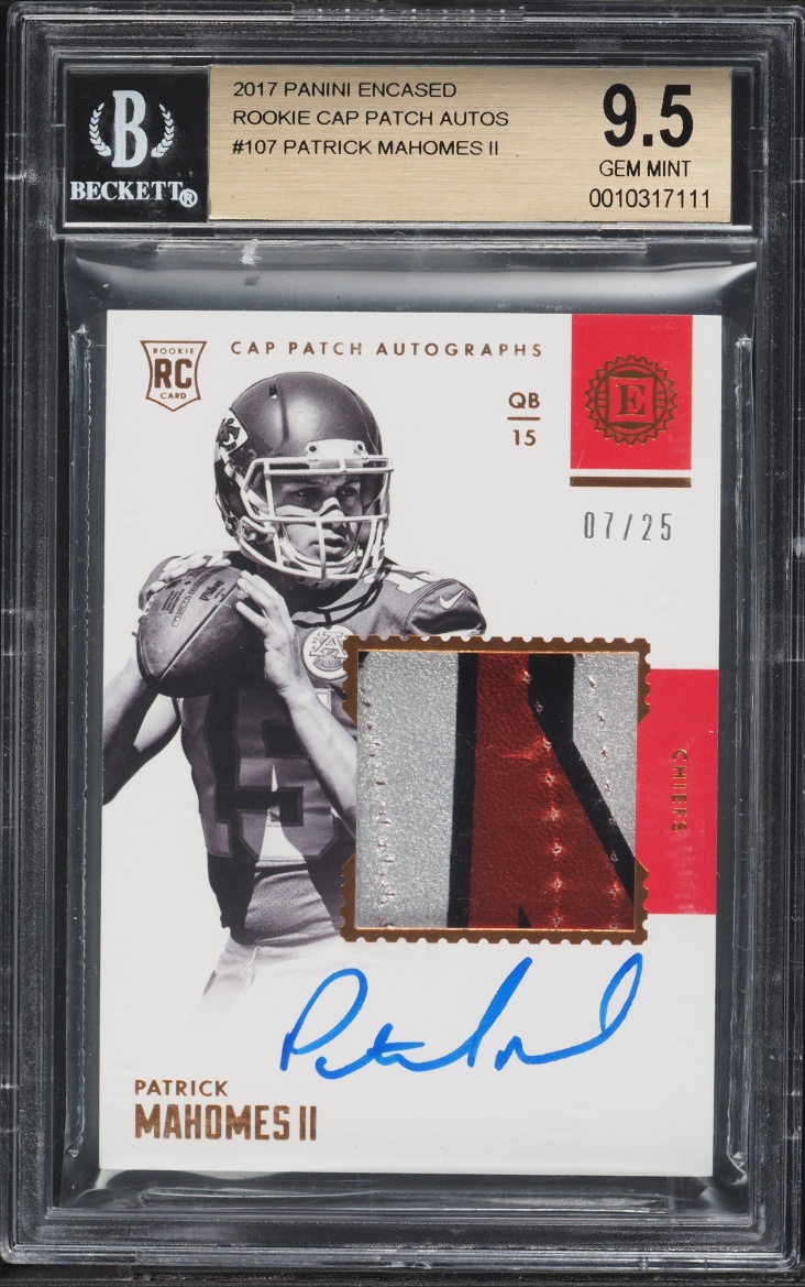 2017 Panini Encased Patrick Mahomes II ROOKIE PATCH AUTO /25 #107 BGS 9.5