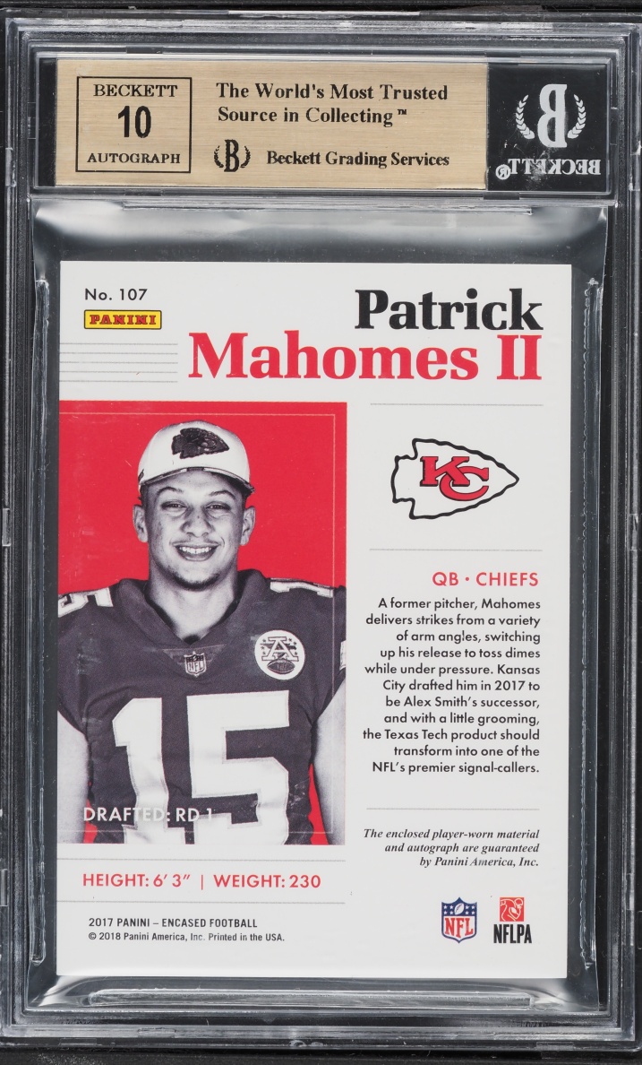 2017 Panini Encased Patrick Mahomes II ROOKIE PATCH AUTO /25 #107 BGS 9.5
