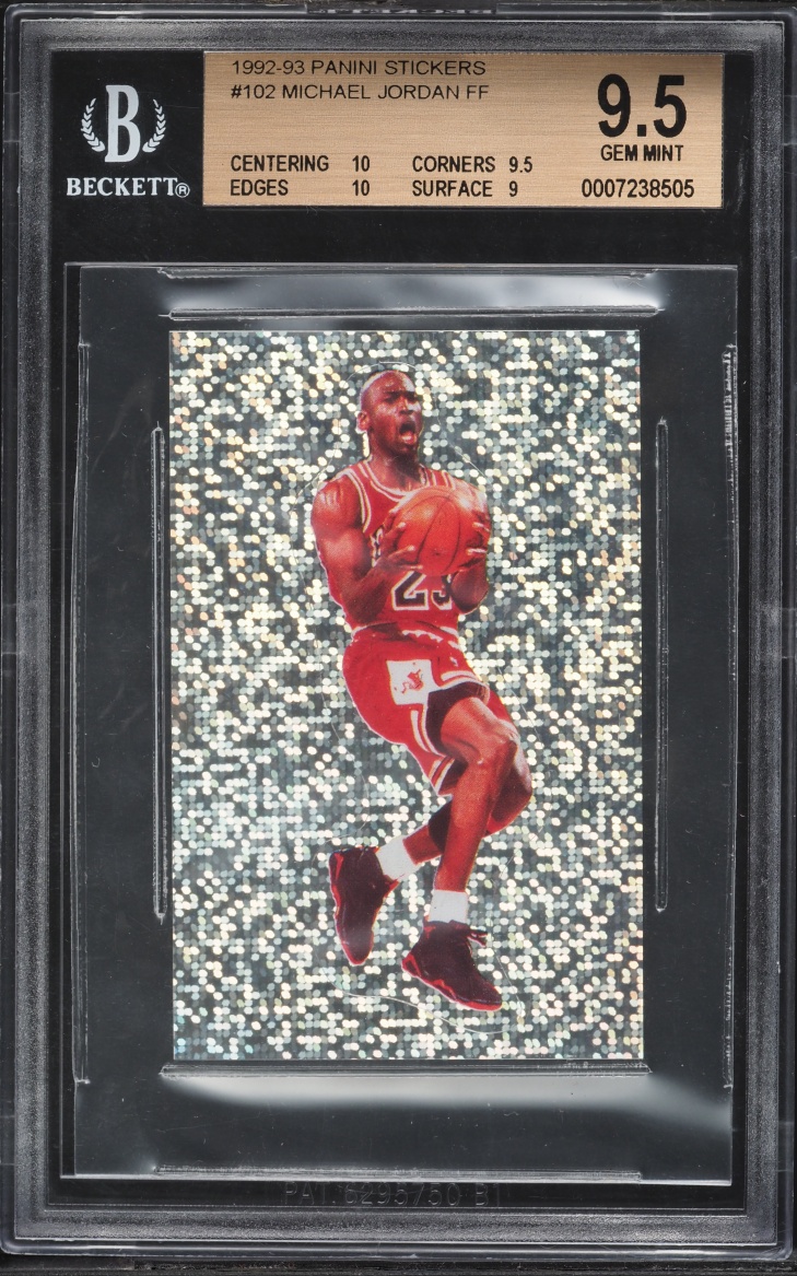 1992 Panini Sticker Foil Michael Jordan #102 BGS 9.5 GEM MINT