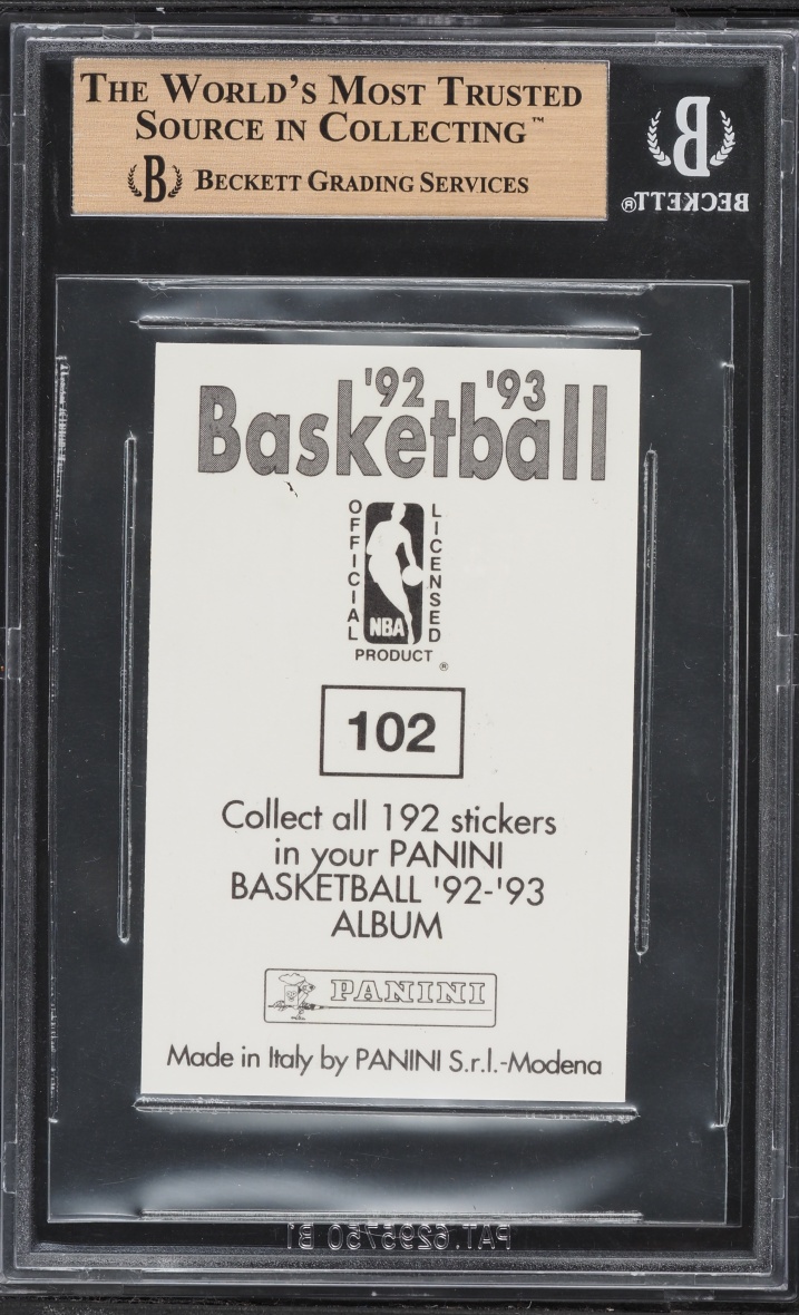 1992 Panini Sticker Foil Michael Jordan #102 BGS 9.5 GEM MINT