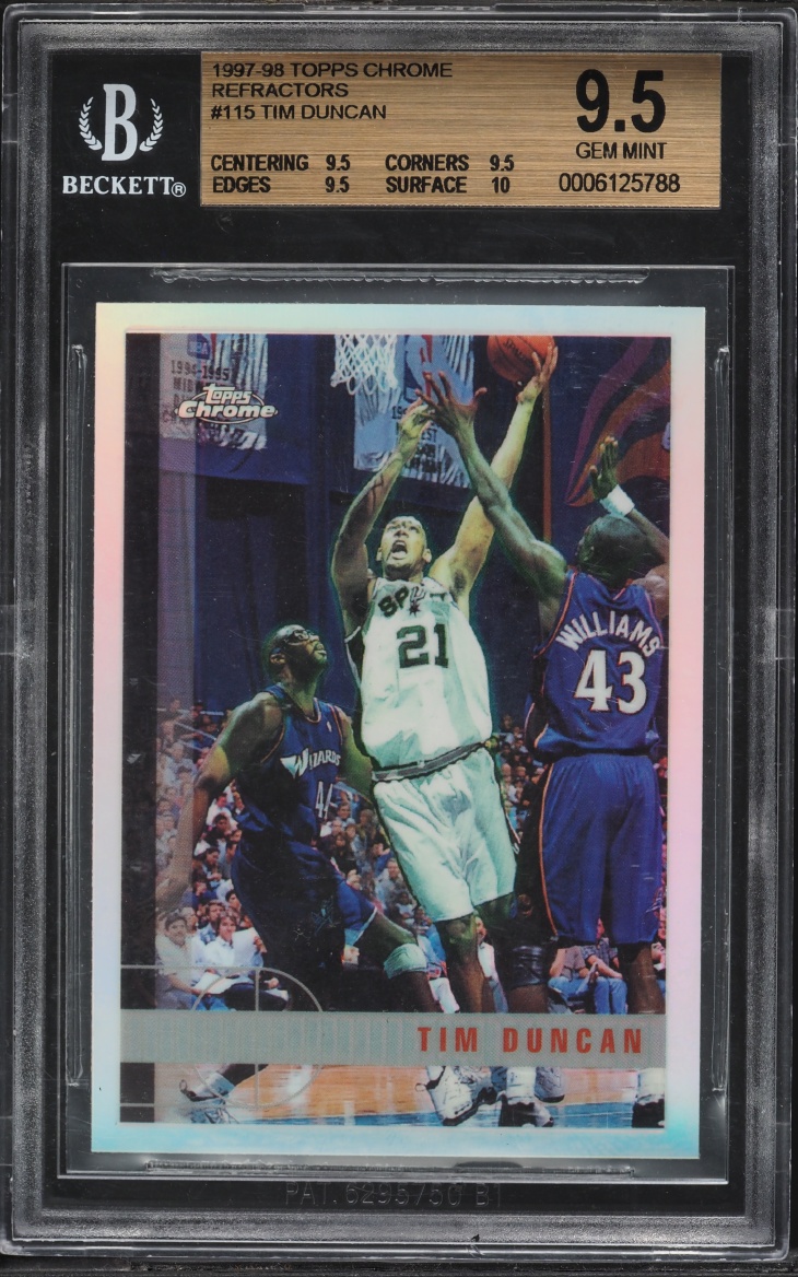 1997 Topps Chrome Refractor Tim Duncan ROOKIE #115 BGS 9.5 GEM MINT