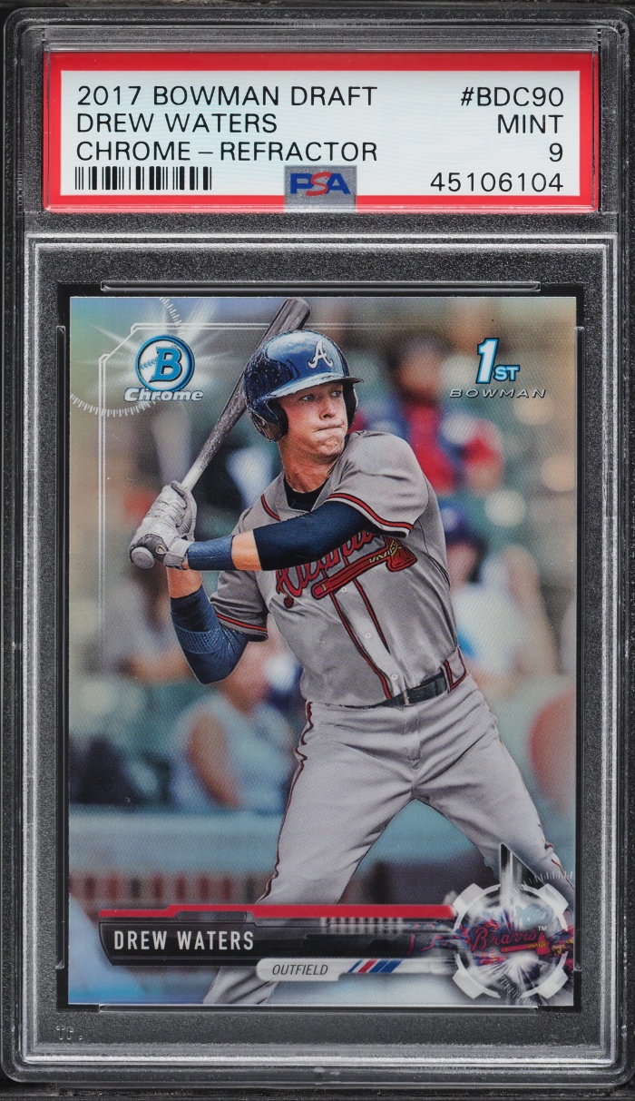 2017 Bowman Draft Chrome Refractor Drew Waters PROSPECT #BDC-90 PSA 9 MINT