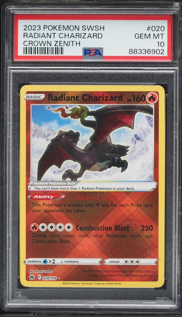2023 Pokemon Sword & Shield Crown Zenith Holo Radiant Charizard #20 PSA 10 GEM MINT