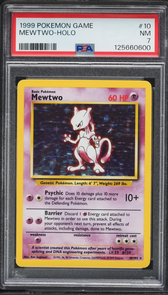 1999 Pokemon Base Set Holo Mewtwo #10 PSA 7 NRMT