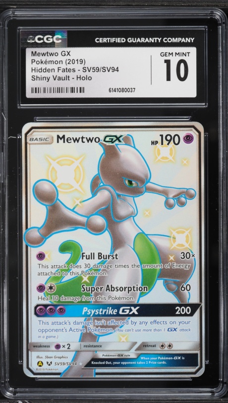 pokemon card mewtwo gx (Secret) your opponent takes 2 Prize cards Graded Mewtwo GX Pokémon card