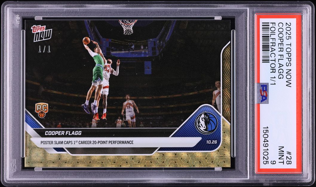 2025 Topps Now Foilfractor Cooper Flagg ROOKIE 1/1 #28 PSA 9 MINT