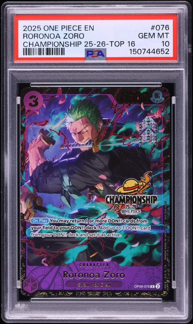 2025 One Piece Promo Championship Top 16 Roronoa Zoro #OP09-076 PSA 10 GEM MINT