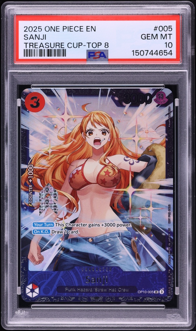 2025 One Piece Promo Treasure Cup Top 8 SR Sanji #OP10-005 PSA 10 GEM MINT