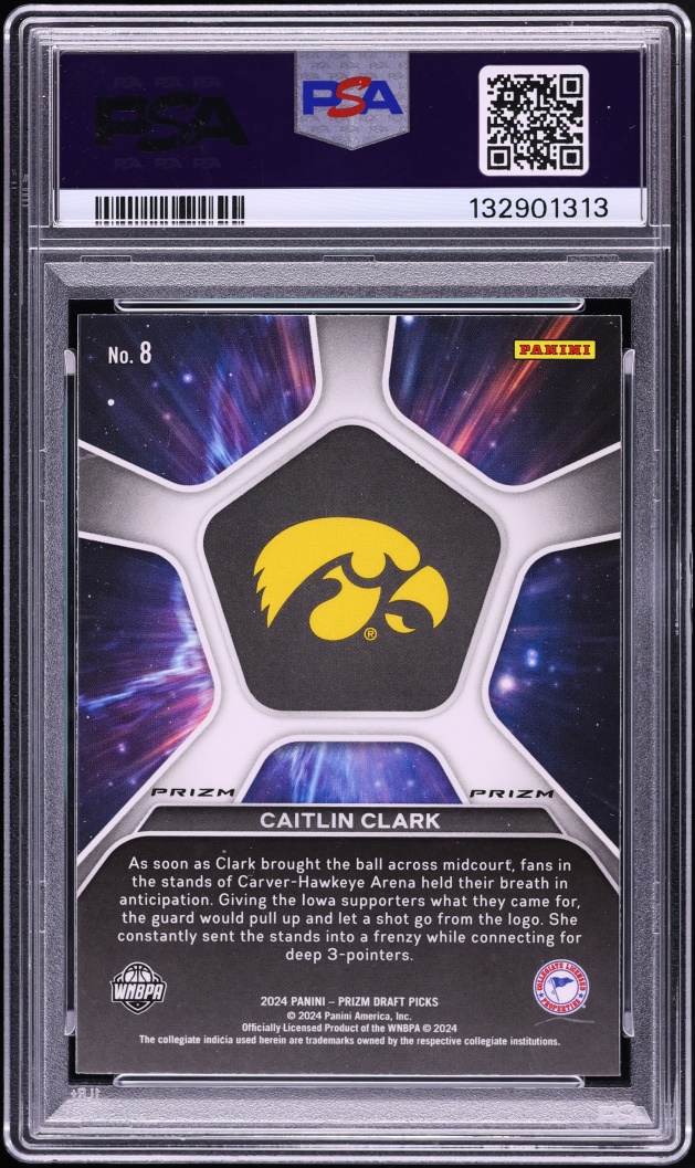 2024 Panini Prizm Draft Picks Deep Space Silver Caitlin Clark ROOKIE #8 PSA 9 MINT