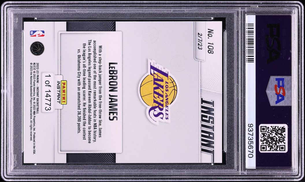 2022 Panini Instant LeBron James /14773 #108 PSA 10 GEM MINT