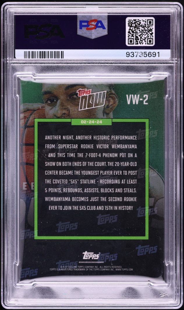 2023 Topps Now Victor Wembanyama ROOKIE #VW-2 PSA 10 GEM MINT