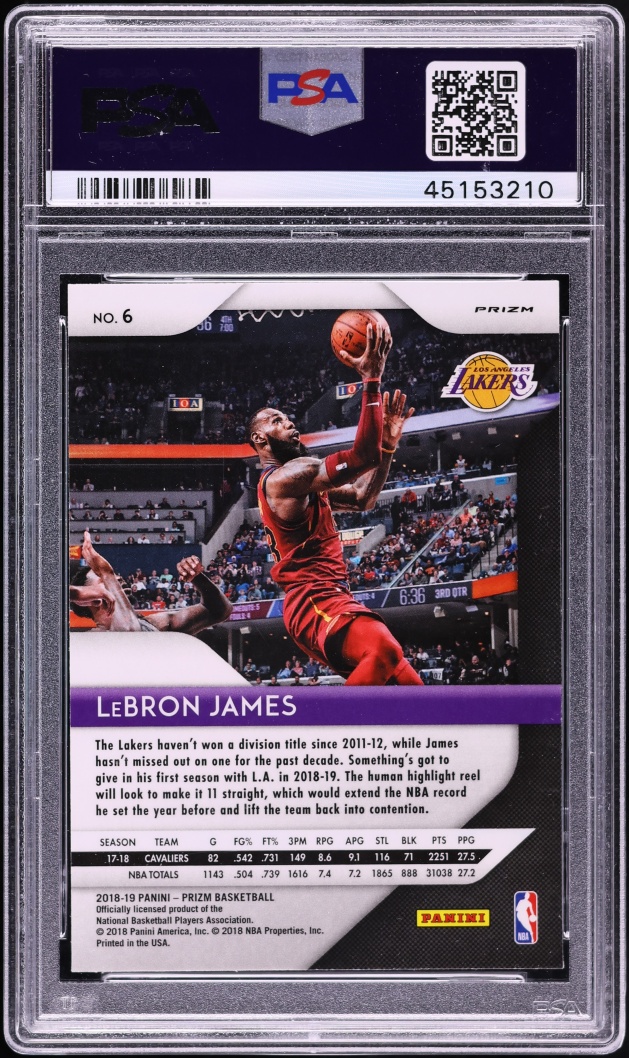 2018 Panini Prizm Silver LeBron James #6 PSA 10 GEM MINT