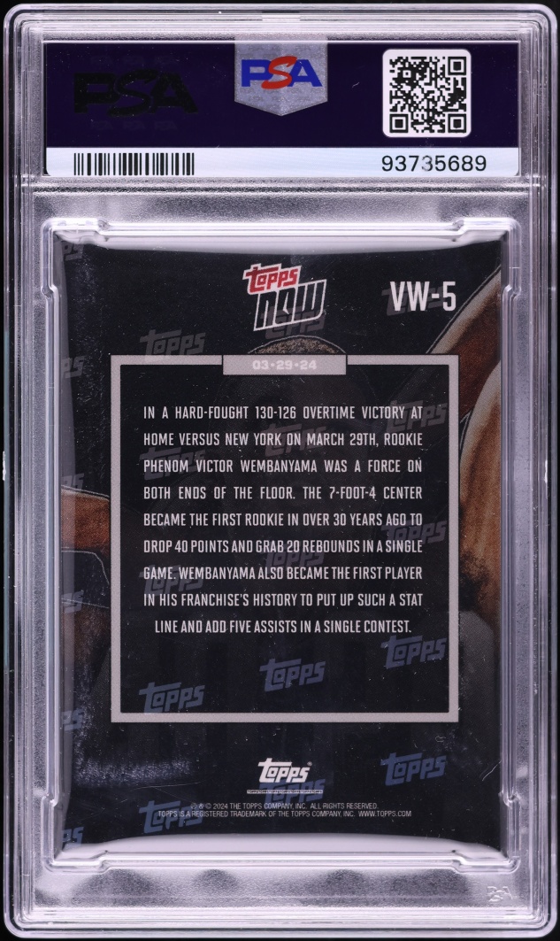 2023 Topps Now Victor Wembanyama ROOKIE #VW-5 PSA 9 MINT