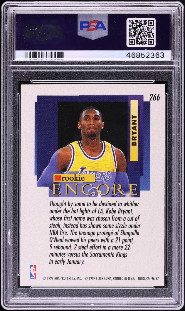 1996 Ultra Basketball Kobe Bryant ROOKIE #266 PSA 8 NM-MT