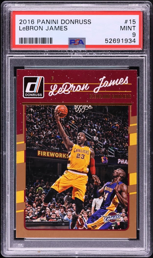 2016 Donruss Basketball LeBron James w/ Kobe Bryant #15 PSA 9 MINT
