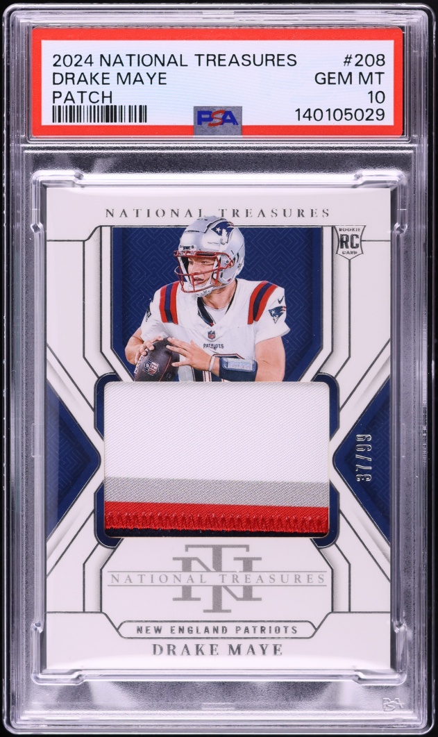 2024 National Treasures Drake Maye ROOKIE PATCH /99 #208 PSA 10 GEM MINT