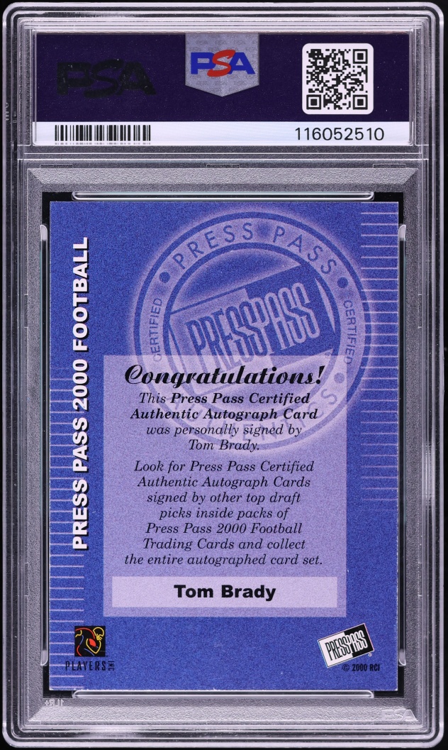 2000 Press Pass Certified Tom Brady ROOKIE AUTO PSA 7 NRMT