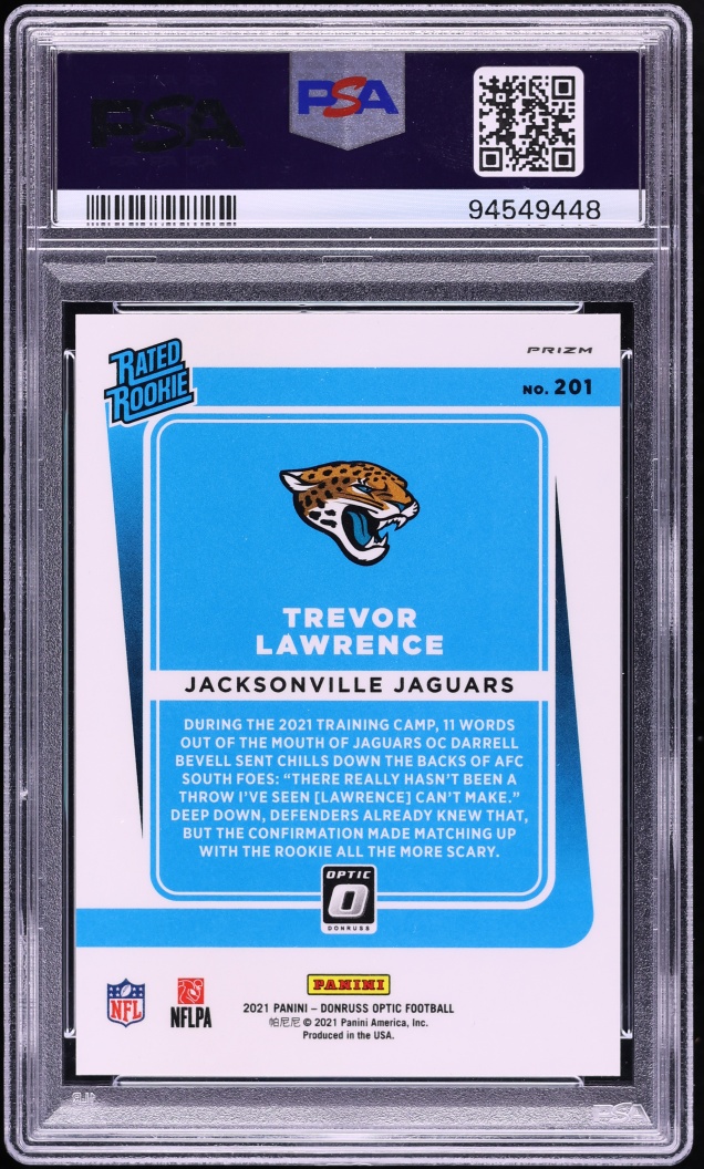 2021 Donruss Optic White Sparkle Trevor Lawrence ROOKIE #201 PSA 10 GEM MINT