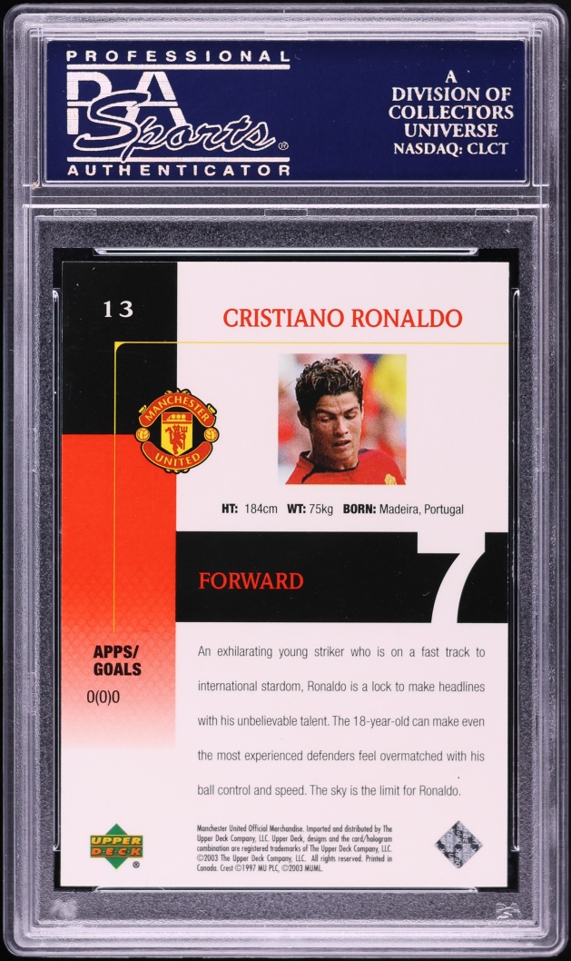 2003 Upper Deck Manchester United Cristiano Ronaldo ROOKIE #13 PSA 10 GEM MINT