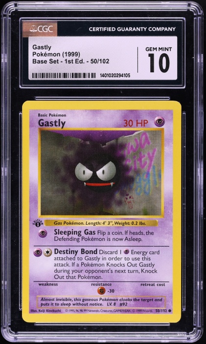 1999 Pokemon Base Set Shadowless 1st Edition Gastly #50 CGC 10 GEM MINT