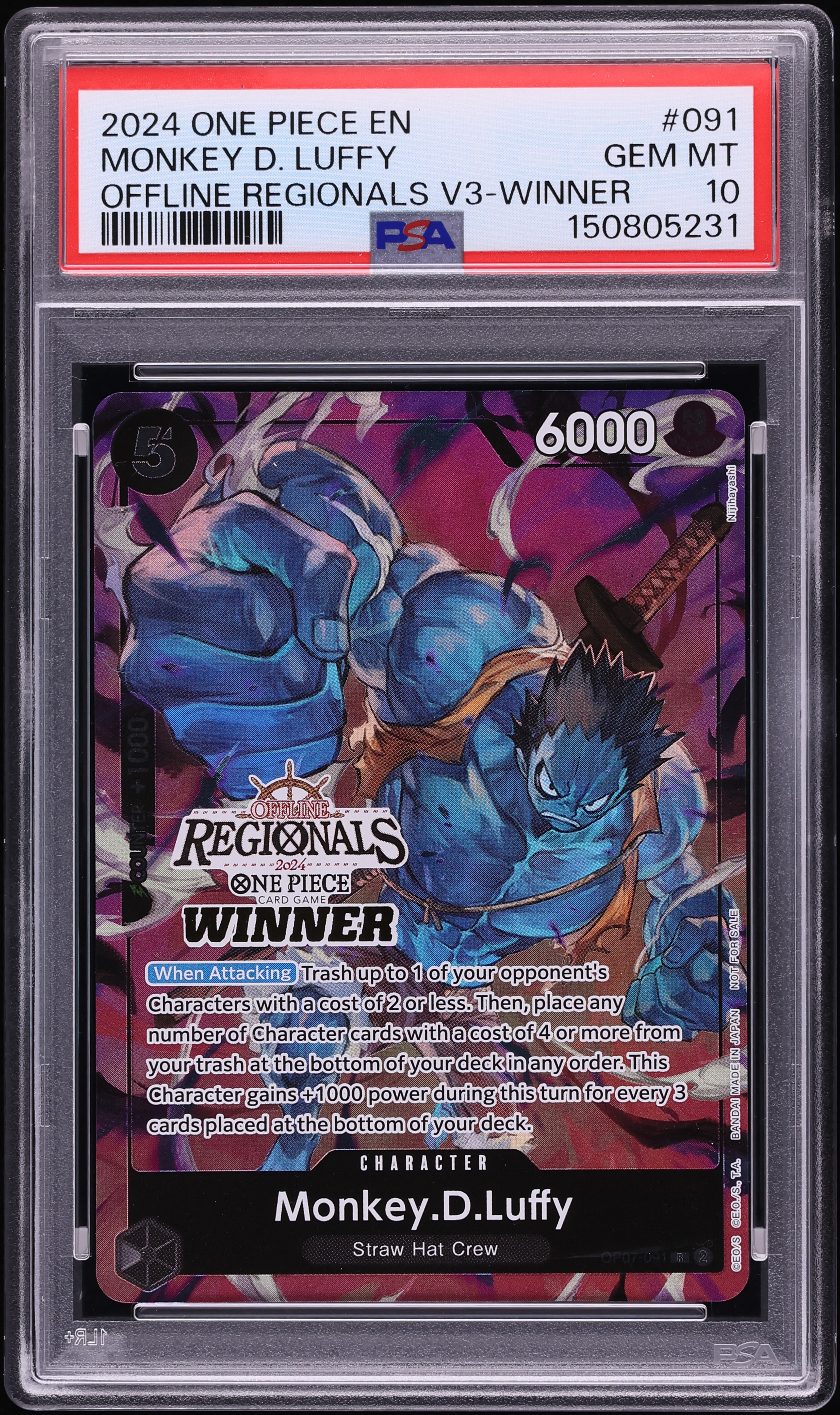 2024 One Piece Offline Regionals Pack Vol. 3 Winner Monkey D