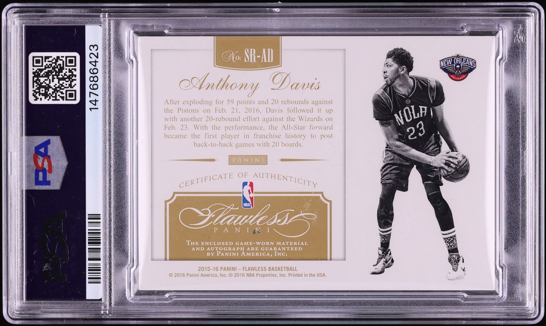 2015 Panini Flawless Star Swatch Anthony Davis PATCH AUTO DNA 10 /25 #SR-AD PSA 7 NRMT