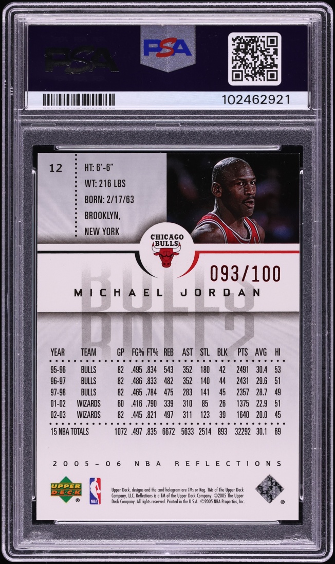 2005 Upper Deck Reflections Red Michael Jordan /100 #12 PSA 9 MINT