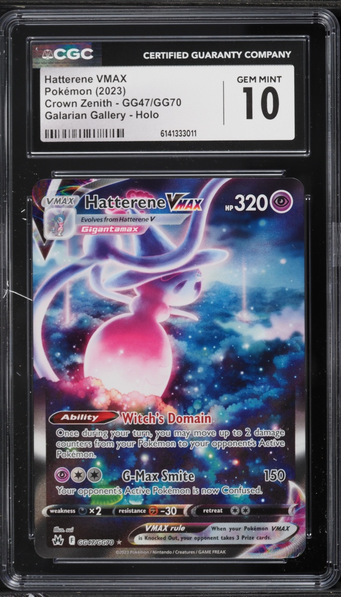 2023 Pokemon Sword & Shield Crown Zenith Alt Art Hatterene VMAX #GG47 CGC 10 GEM MINT