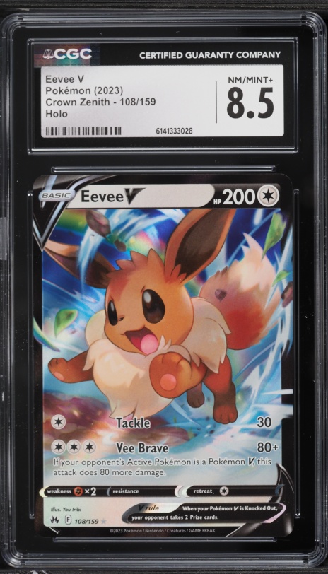 2023 Pokemon Sword & Shield Crown Zenith Full Art Eevee V #108 CGC 8.5 NM-MT+