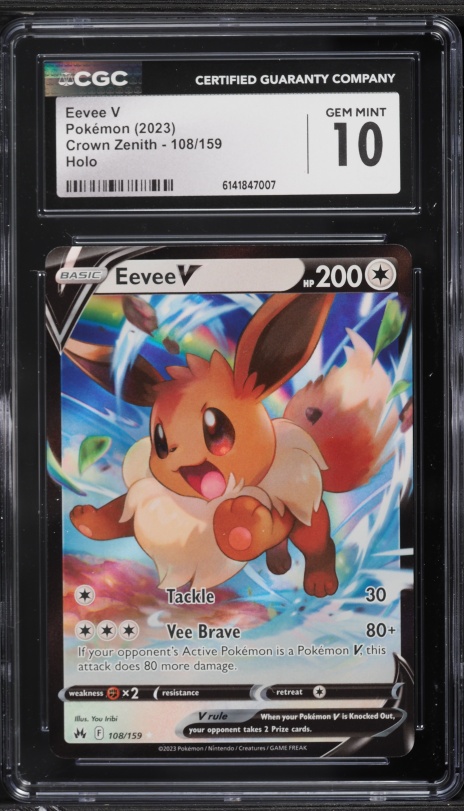 2023 Pokemon Sword & Shield Crown Zenith Full Art Eevee V #108 CGC 10 GEM MINT