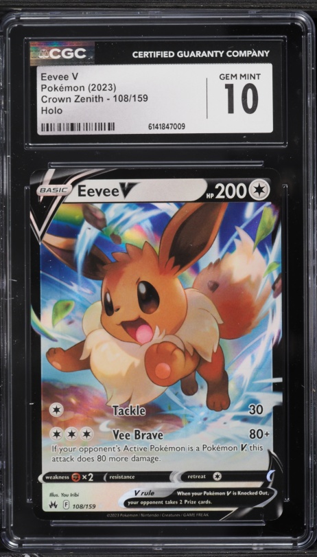 2023 Pokemon Sword & Shield Crown Zenith Full Art Eevee V #108 CGC 10 GEM MINT