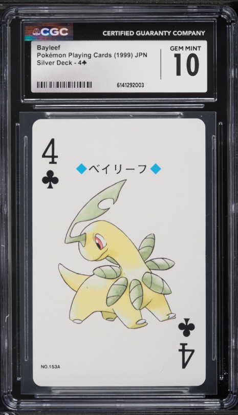1999 Pokemon Japanese Silver Poker Set Nintendo Playing Cards Bayleef #4 CGC 10 GEM MINT