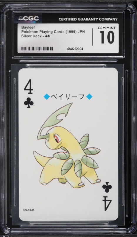 1999 Pokemon Japanese Silver Poker Set Nintendo Playing Cards Bayleef #4 CGC 10 GEM MINT