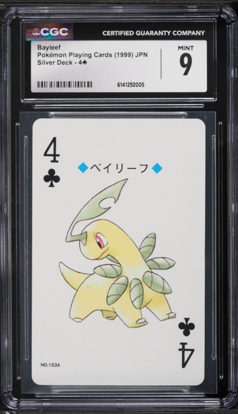 1999 Pokemon Japanese Silver Poker Set Nintendo Playing Cards Bayleef #4 CGC 9 MINT