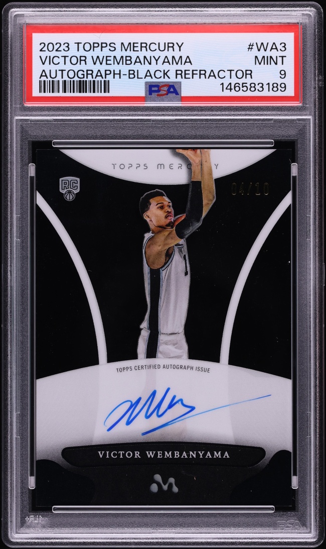 2023 Topps Mercury Black Refractor Victor Wembanyama ROOKIE AUTO /10 #WA3 PSA 9 MINT