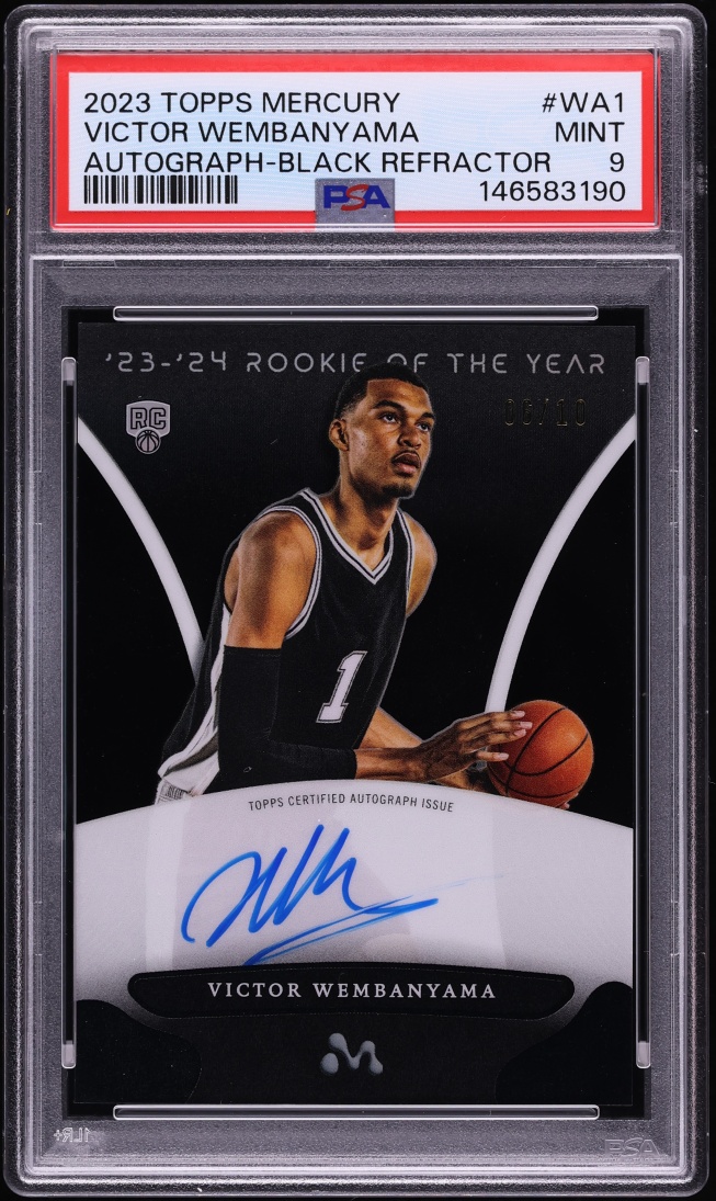 2023 Topps Mercury Black Refractor Victor Wembanyama ROOKIE AUTO /10 #WA-1 PSA 9 MINT