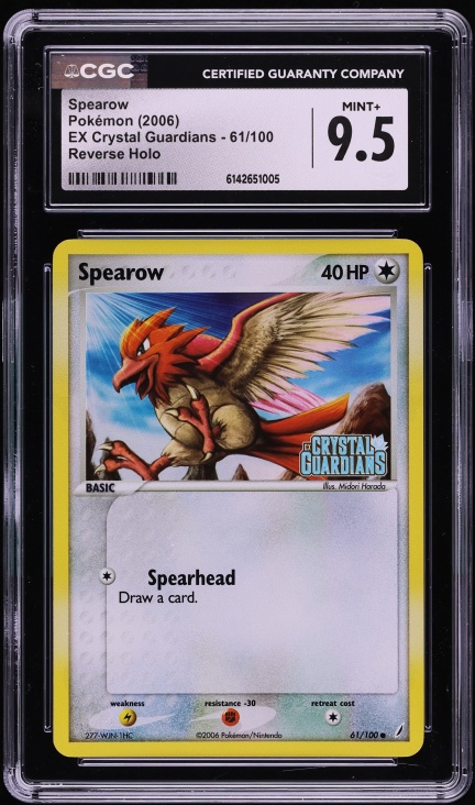 2006 Pokemon EX Crystal Guardians Reverse Holo Spearow #61 CGC 9.5 MINT+