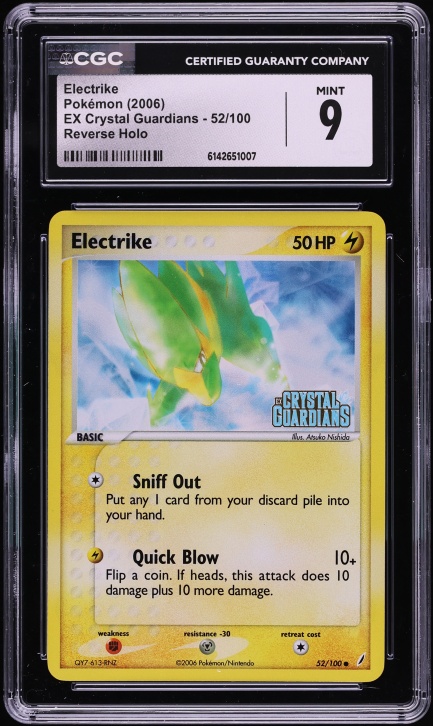 2006 Pokemon EX Crystal Guardians Reverse Holo Electrike #52 CGC 9 MINT