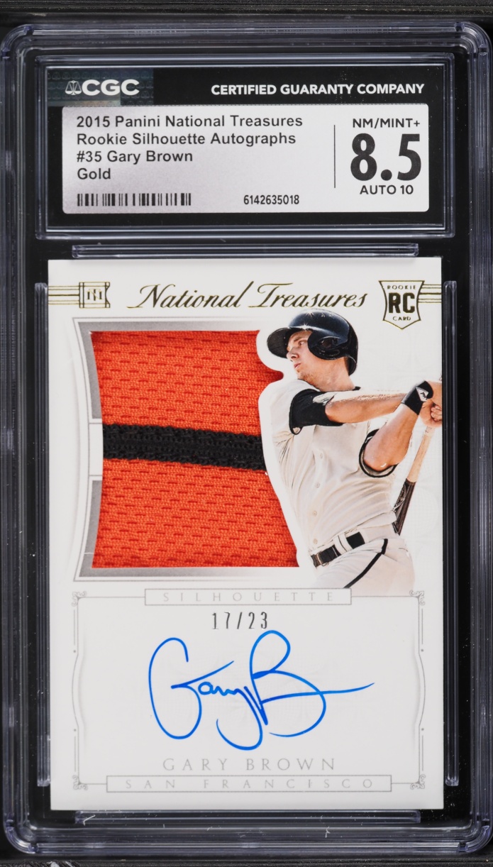 2015 National Treasures Silhouette Gold Gary Brown ROOKIE PATCH AUTO /23 #35 CGC 8.5 NM-MT+