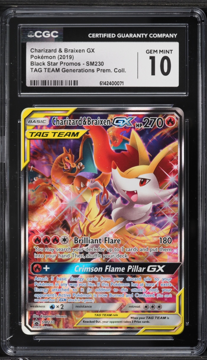 2020 Pokemon SM Promo Team Generations Premium Alt Art Charizard Braixen GX #230 CGC 10