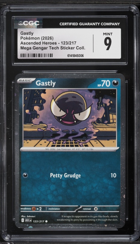 2026 Pokemon Mega Evolution Ascended Heroes Mega Gengar Tech Sticker Gastly #123 CGC 9 MINT