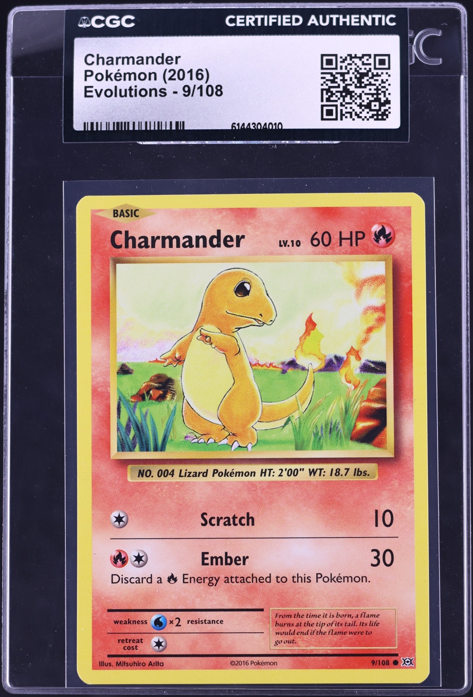 2016 Pokemon XY Evolutions Charmander #9 CGC AUTH
