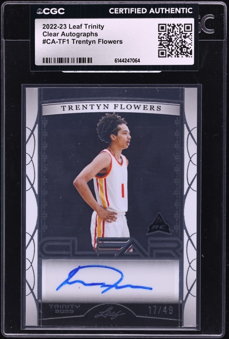 2022 Leaf Trinity Clear Trentyn Flowers ROOKIE AUTO /49 #CA-TF1 CGC AUTH