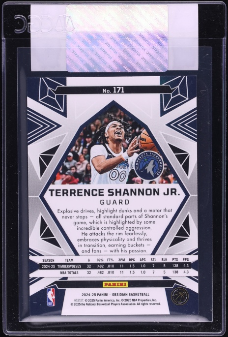 2024 Panini Obsidian Electric Etch International Terrence Shannon Jr. ROOKIE #171 CGC AUTH