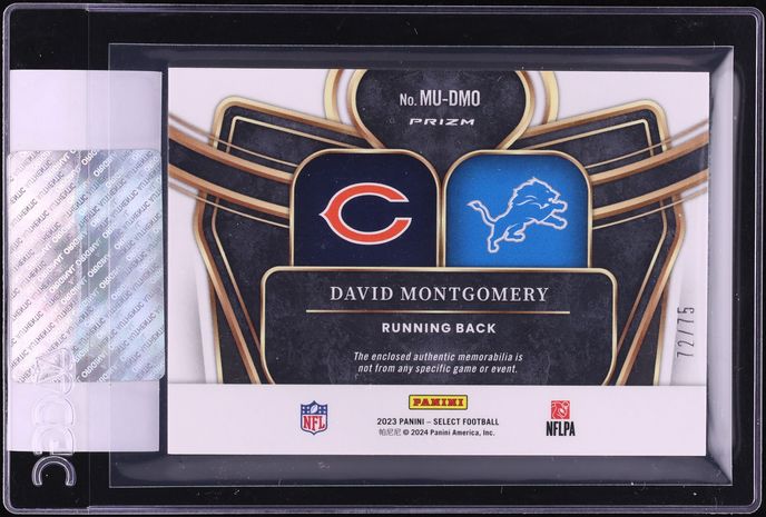 2023 Select Multiverse White Prizm David Montgomery PATCH /75 #MU-DMO CGC AUTH