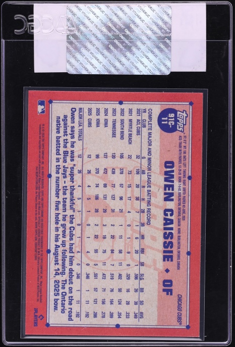 2026 Topps '91 Silver Pack Owen Caissie ROOKIE #91C-11 CGC AUTH