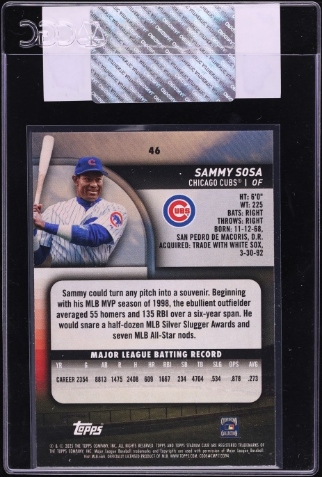2025 Stadium Club Red Foil Sammy Sosa #46 CGC AUTH