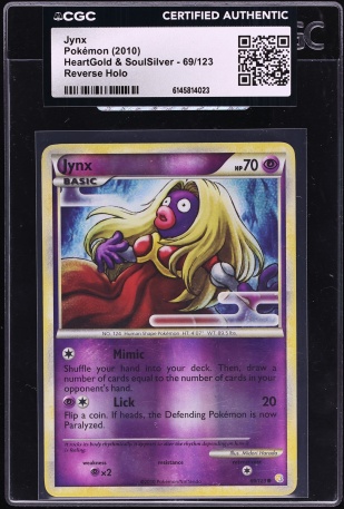 2010 Pokemon Heartgold & Soulsilver Reverse Holo Jynx #69 CGC AUTH