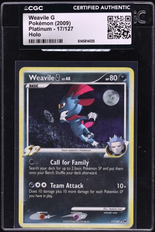 2009 Pokemon Platinum Holo Weavile G #17 CGC AUTH